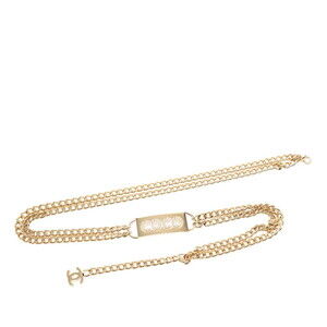 Chanel Coco Mark Chain Belt, Gold and Pink Plated Rhinestones, Women's CHANEL